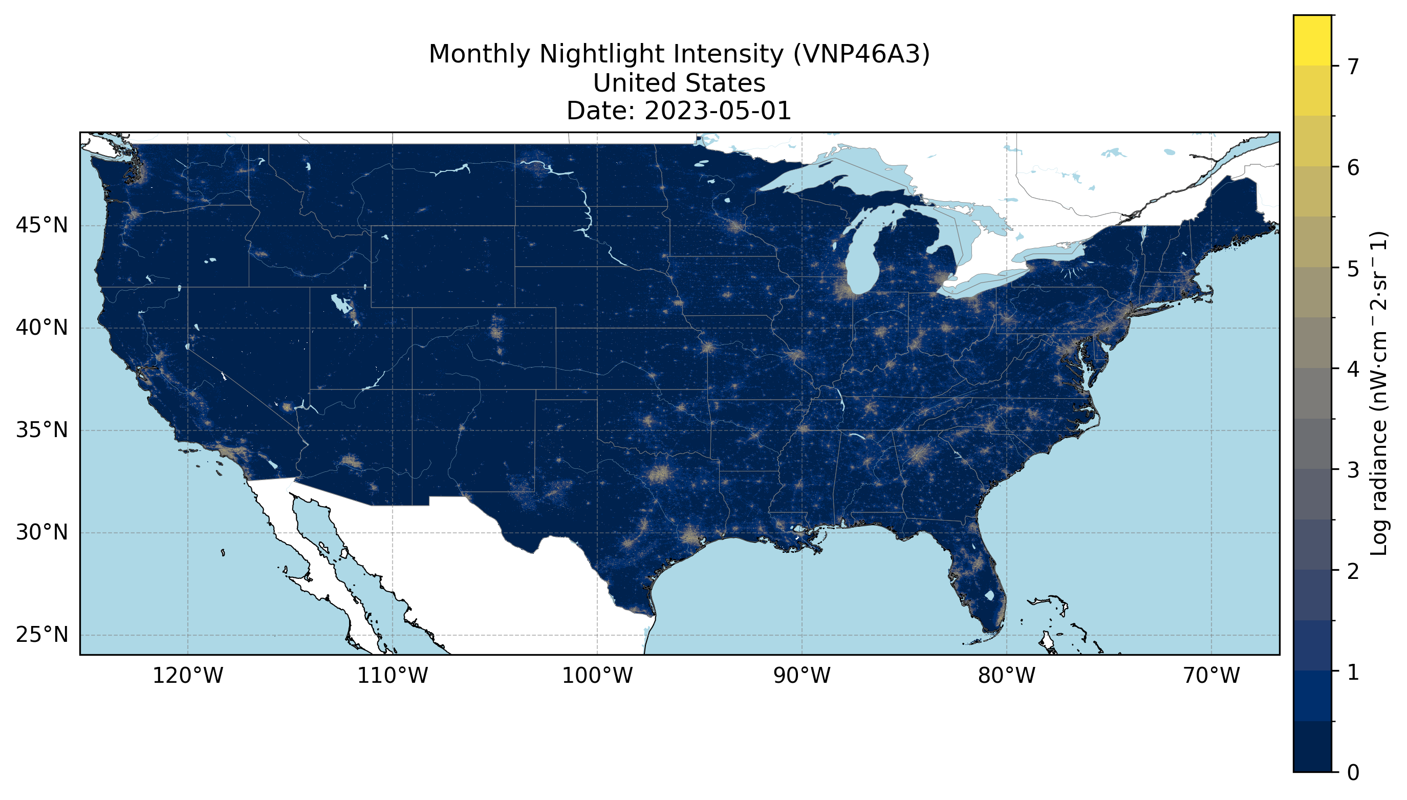Monthly Nightlights Over Mainland United States